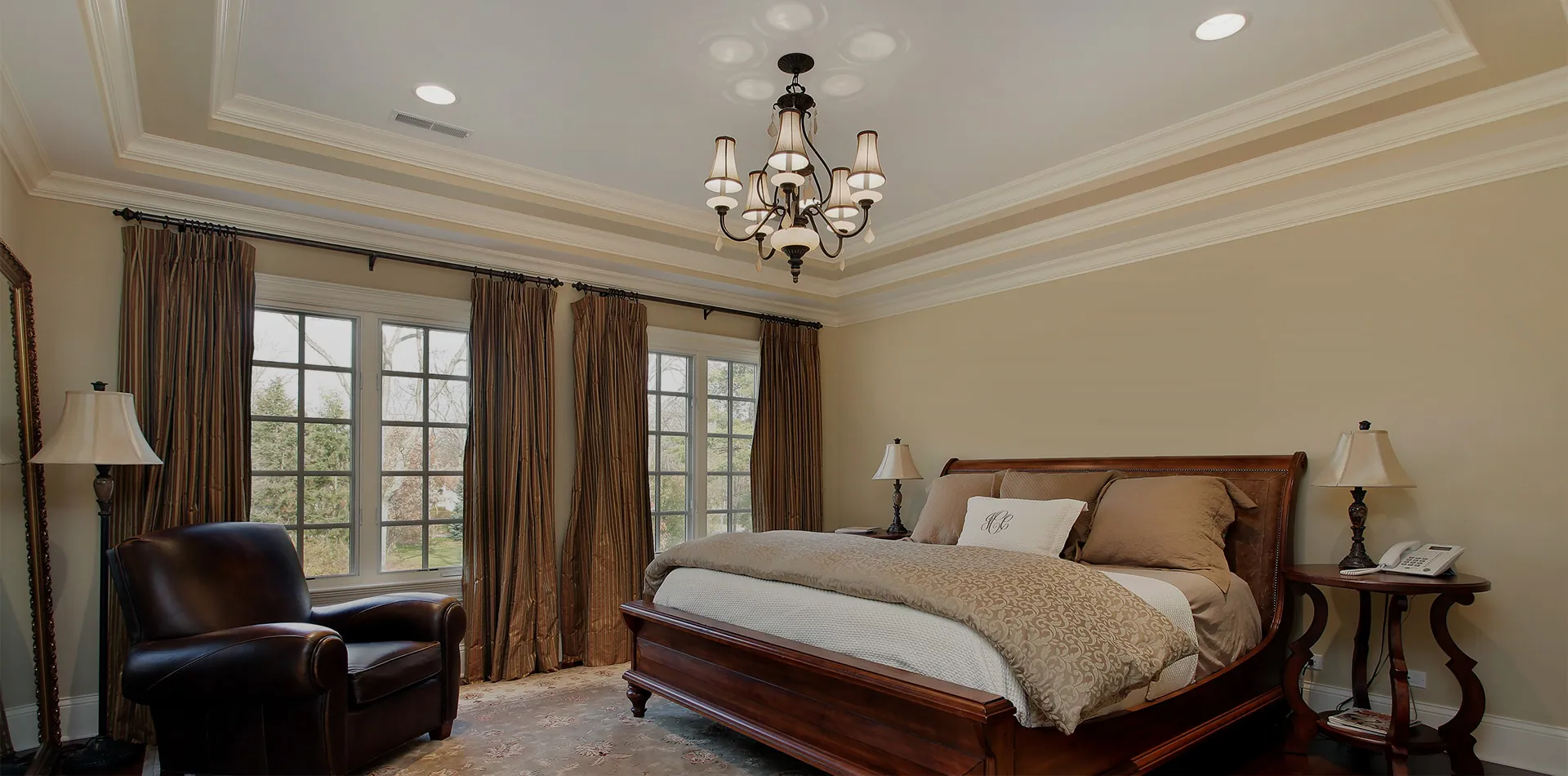 Stretch ceiling in bedroom